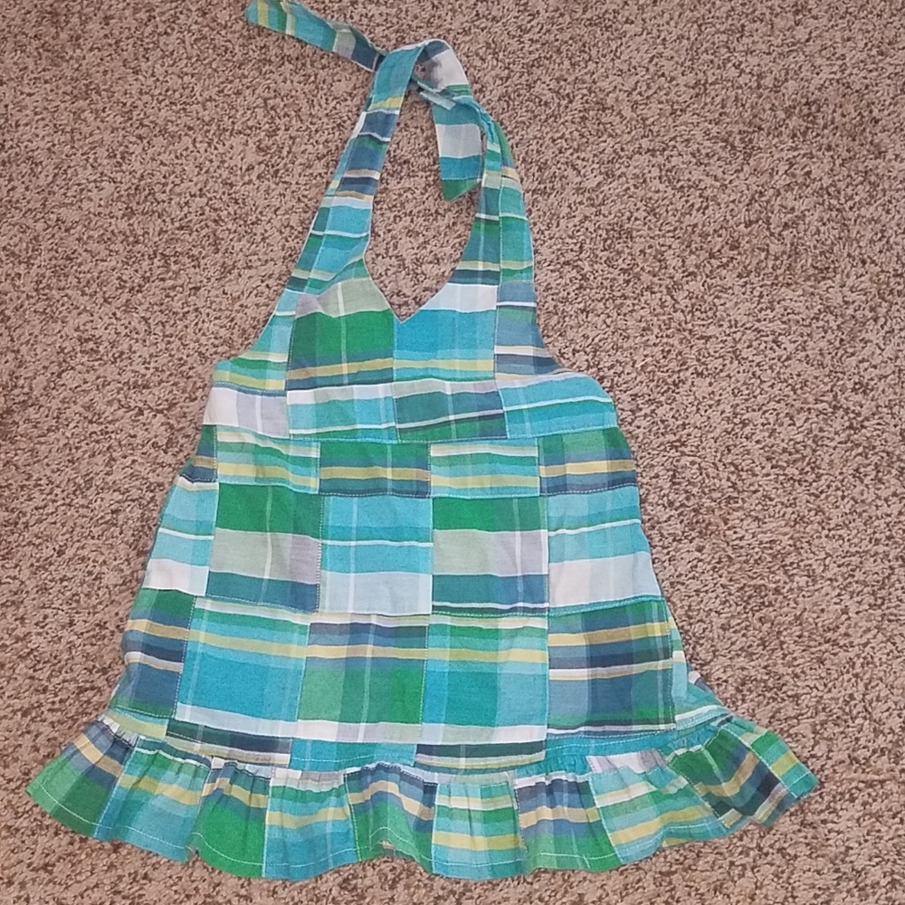 Kelly's kids size 4/5 girls halter plaid blue gree